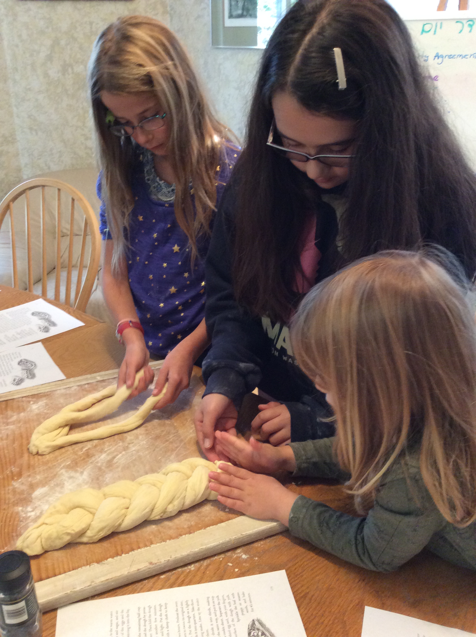Jewish Culture School students making challah