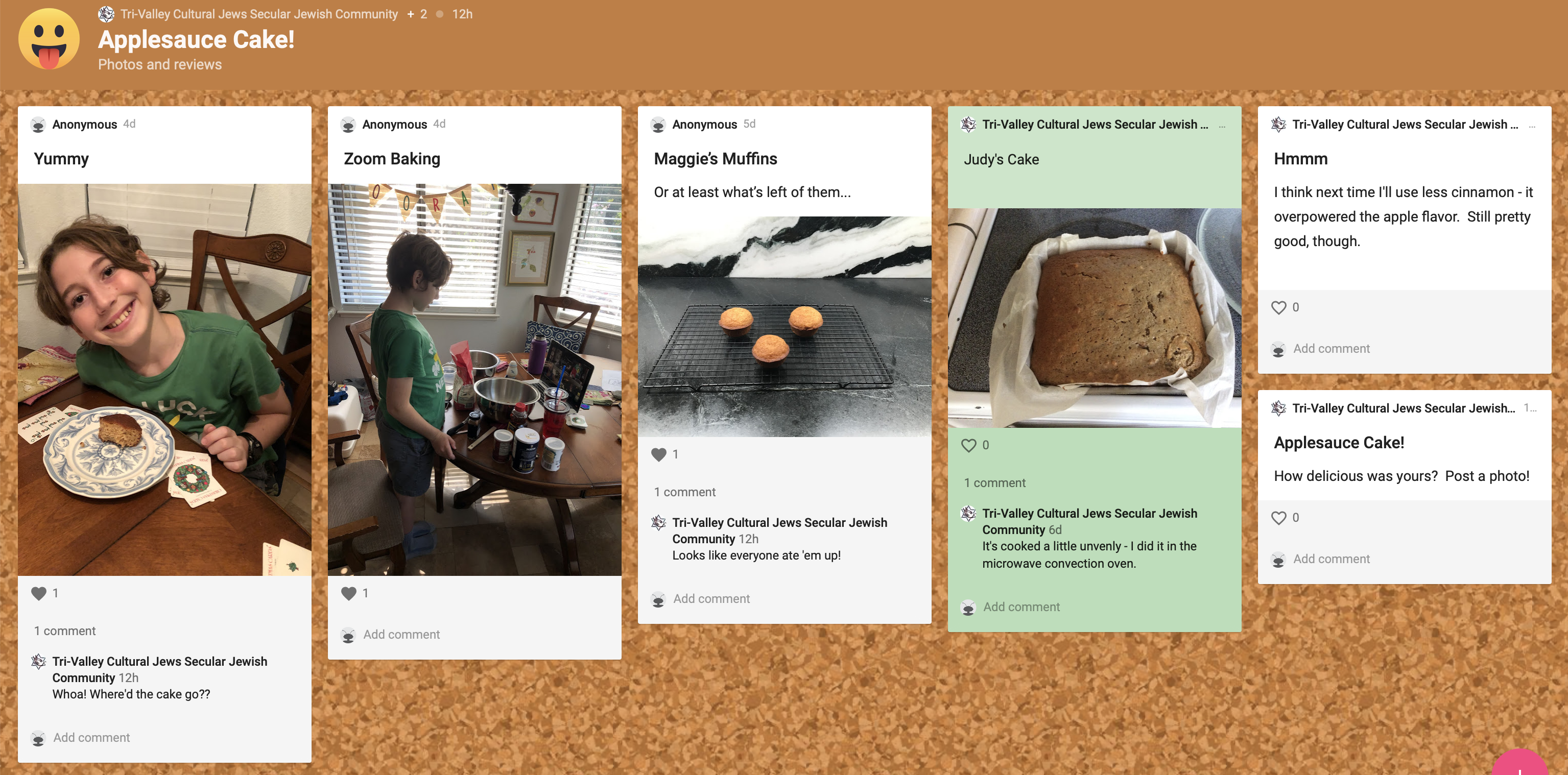 JCS Students used Padlet to share their cooking experiences.
